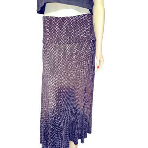 Women's Black & White Polka Dot Maxi Skirt Size M Casual Long Stretchy Wide Band